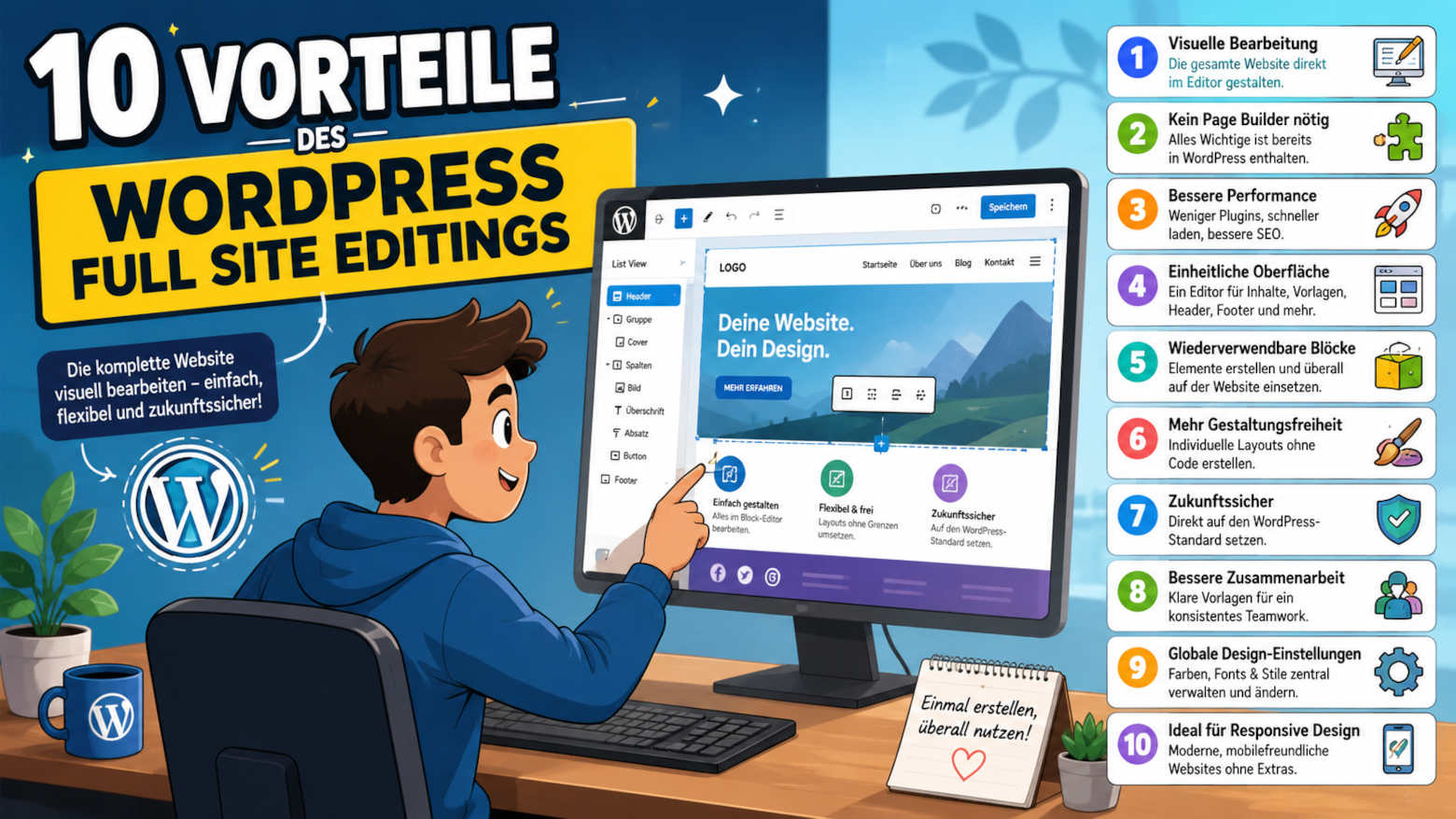 WordPress Full Site Editing: Warum du diese 10 Vorteile kennen solltest