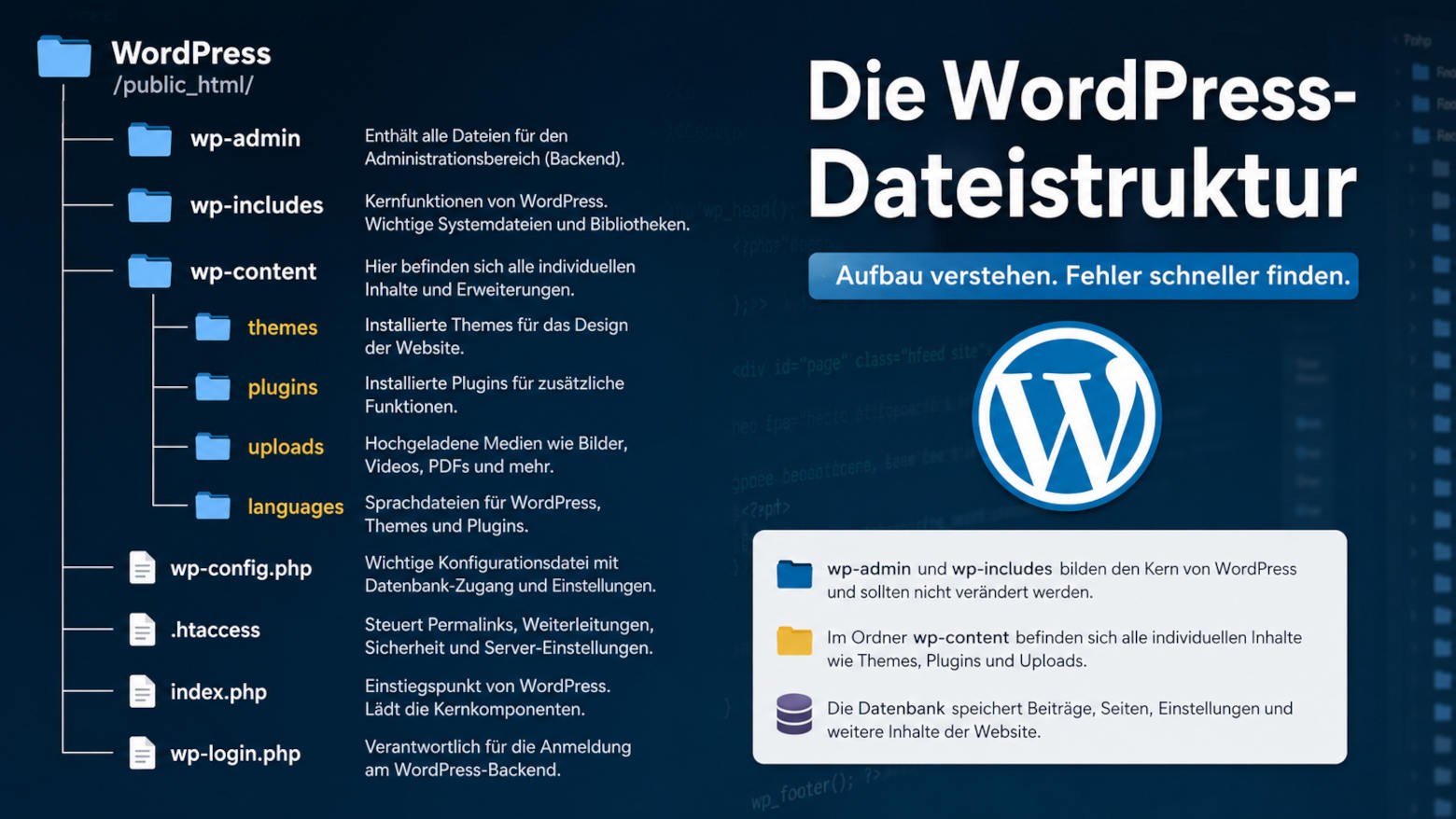 Die WordPress-Dateistruktur verstehen: Aufbau, Ordner und wichtige Dateien erklärt
