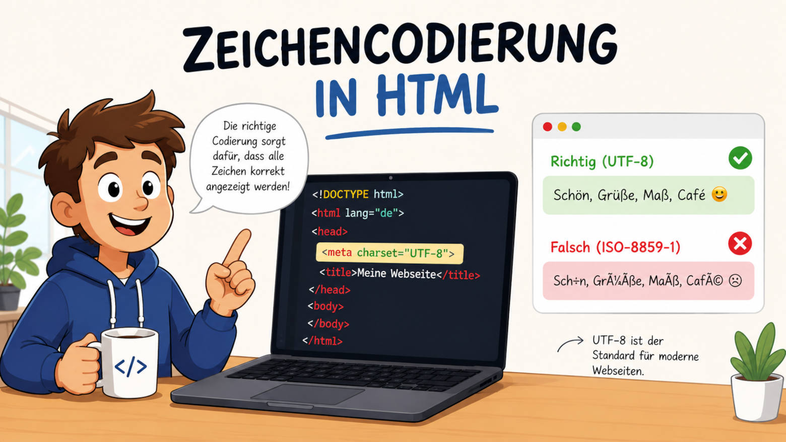 Zeichencodierung in HTML einfach erklärt: Warum Umlaute manchmal verrücktspielen